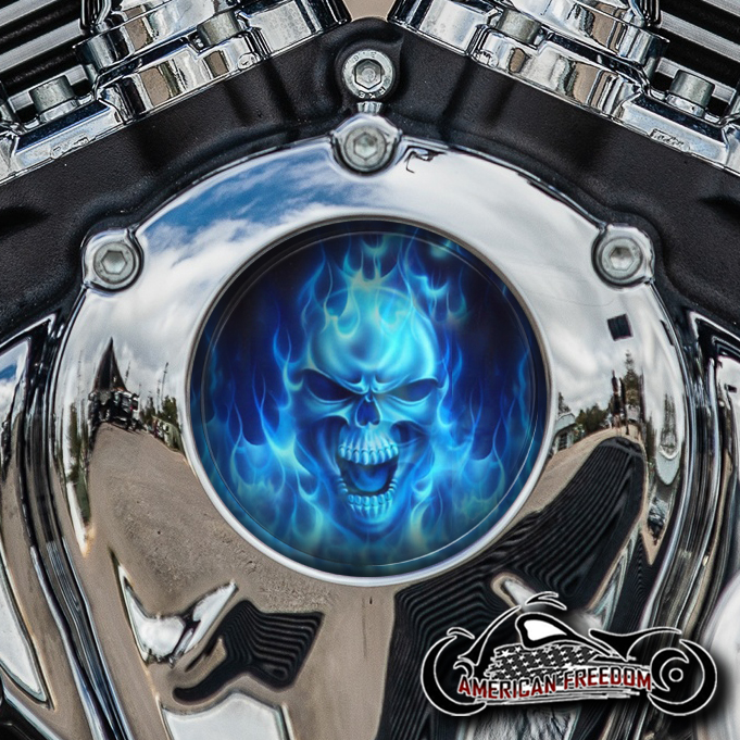 Indian Thunder Stroke Cam Insert - Blue Flame Skull